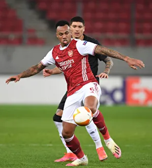 Arsenal V SL Benfica 2020-21 Prints: Arsenal's Gabriel in Action against SL Benfica in the Europa League