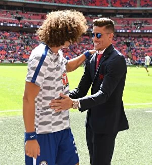 Images Dated 6th August 2017: Arsenal's Gabriel and Chelsea's David Luiz: A Pre-Match Encounter at the FA Community Shield