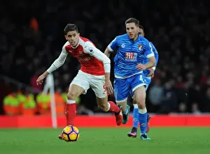 Arsenal V AFC Bournemouth 2016/17 Prints: Arsenal's Gabriel Clashes with Bournemouth's Dan Gosling in Premier League Showdown