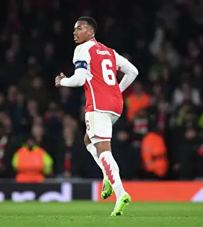 Arsenal V Sevilla 2023-24 Prints: Arsenal's Gabriel Faces Off: Arsenal FC vs Sevilla FC in the UEFA Champions League Battle