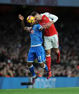 Arsenal V AFC Bournemouth 2016/17 Prints: Arsenal's Gabriel Faces Off Against Bournemouth's Joshua King in Premier League Clash