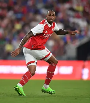 Arsenal V Everton - Pre Season 2022-23 Prints: Arsenal's Gabriel Faces Off Against Everton in Pre-Season Friendly