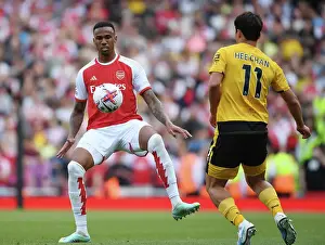 Arsenal's Gabriel in Intense Showdown against Wolverhampton Wanderers (2022-23 Premier League)