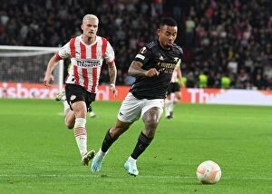 PSV Eindhoven v Arsenal 2022-23 Collection: Arsenal's Gabriel Jesus in Action against PSV Eindhoven in Europa League Group A (2022-23)
