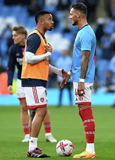Manchester City V Arsenal 2022-23 Prints: Arsenal's Gabriel Jesus and Ben White Warm Up Ahead of Manchester City Showdown - Premier League 2022-23