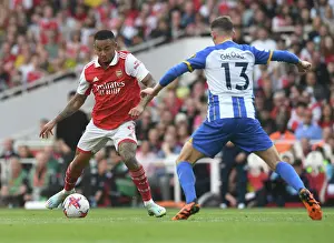 Arsenal V Brighton And Hove Albion 2022-23 Prints: Arsenal's Gabriel Jesus Faces Off Against Brighton's Pascal Gross in Premier League Clash