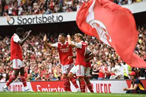 Arsenal's Gabriel Jesus Scores Third Goal vs Sevilla in Emirates Cup 2022: Thomas Partey, Granit Xhaka, Martin Odegaard Celebrate