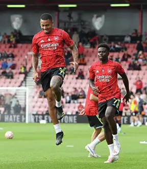 Arsenal's Gabriel Jesus Warming Up Ahead of AFC Bournemouth Clash (2023-24 Premier League)