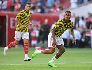 Arsenal's Gabriel Jesus Warming Up Ahead of Arsenal v Fulham Premier League Clash (2022-23)