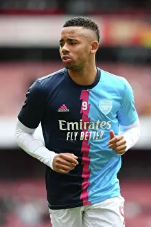 Arsenal's Gabriel Jesus Warming Up Ahead of Arsenal v Leeds United, Premier League 2022-23