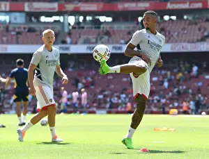 Arsenal's Gabriel Jesus Warms Up Ahead of Arsenal v Leicester City Premier League Clash (2022-23)