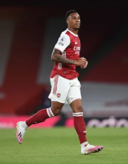Arsenal V West Ham United 2020-21 Prints: Arsenal's Gabriel Magalhaes in Action