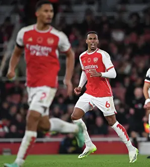 Arsenal's Gabriel Magalhaes in Action against Burnley in the Premier League, 2023-24