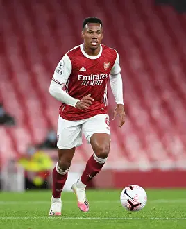 Arsenal's Gabriel Magalhaes in Action at Empty Emirates: Arsenal vs Leicester City, Premier League 2020-21
