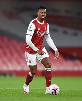 Arsenal V Leicester City 2020-21 Prints: Arsenal's Gabriel Magalhaes in Action against Leicester City (2020-21)