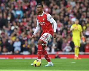 Arsenal's Gabriel Magalhaes in Action against Nottingham Forest (2022-23)