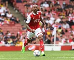 Arsenal's Gabriel Magalhaes in Action against Sevilla during Emirates Cup 2022