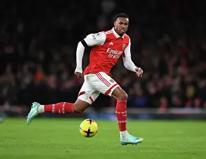 Arsenal's Gabriel Magalhaes in Action Against West Ham United - Premier League 2022-23