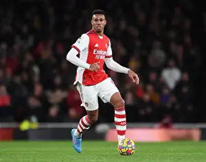 Arsenal's Gabriel Magalhaes in Action Against Wolverhampton Wanderers - Premier League 2021-22
