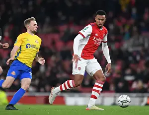 Arsenal's Gabriel Magalhaes in Carabao Cup Quarterfinal Action vs Sunderland