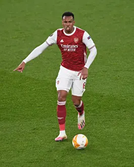 Arsenal's Gabriel Magalhaes in Europa League Action: Arsenal vs. Olympiacos (2020-21) - Behind Closed Doors