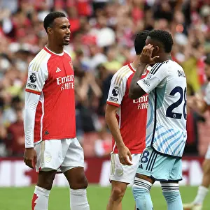Arsenal's Gabriel Magalhaes and Nottingham Forest's Danilo Share a Moment After 2023-24 Premier League Encounter