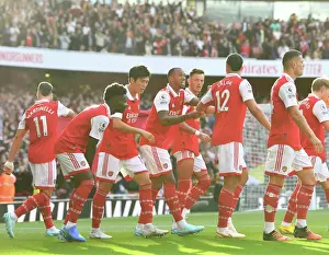 Arsenal's Gabriel Magalhaes and William Saliba Celebrate First Goal Against Liverpool (2022-23)