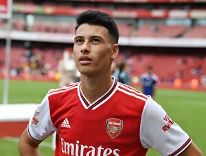 Images Dated 28th July 2019: Arsenal's Gabriel Martinelli Celebrates Emirates Cup Victory