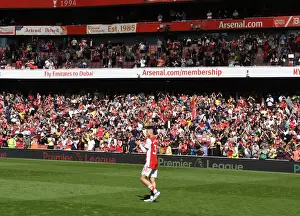 Arsenal's Gabriel Martinelli Celebrates with Fans after Arsenal v Leeds United Win, Premier League 2021-22