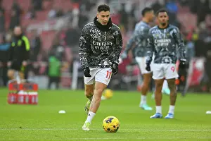 Arsenal's Gabriel Martinelli Gears Up: Arsenal FC vs. Wolverhampton Wanderers, Premier League 2023-24