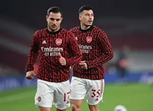 Arsenal V Manchester City - Carabao Cup 2020-21 Prints: Arsenal's Gabriel Martinelli: Pre-Match Preparation Before Carabao Cup Showdown vs
