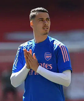 Arsenal's Gabriel Martinelli Prepares for Fulham Clash at Empty Emirates Stadium (Arsenal v Fulham, 2021-22 Premier League)