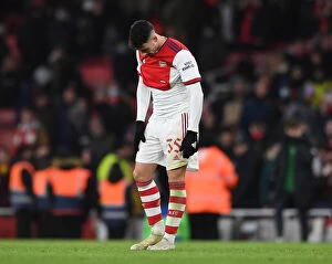 Arsenal v Liverpool Carabao Cup 2021-22 Collection: Arsenal's Gabriel Martinelli Reacts After Carabao Cup Semi-Final Second Leg vs Liverpool