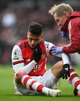Arsenal's Gabriel Martinelli Receives Treatment vs Newcastle United (Premier League 2021-22)