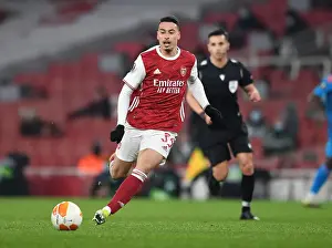 Arsenal's Gabriel Martinelli in UEFA Europa League Action Against Olympiacos (Behind Closed Doors)