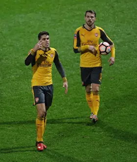 Preston North End V Arsenal - FA Cup - 2017 Prints: Arsenal's Gabriel and Ramsey in FA Cup Action against Preston North End