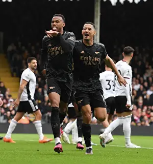 Arsenal's Gabriel and Saliba Celebrate First Goal in Fulham Victory, Premier League 2022-23
