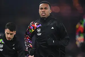 Arsenal's Gabriel Warms Up Ahead of Luton Town Clash (2023-24 Premier League)