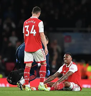 Arsenal's Gabriel and Xhaka: A Battle of Will at Emirates Stadium (Arsenal vs Chelsea, 2022-23 Premier League)