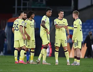 Arsenal's Gabriel, Xhaka, and Smith Rowe Celebrate Victory over Crystal Palace (May 2021)
