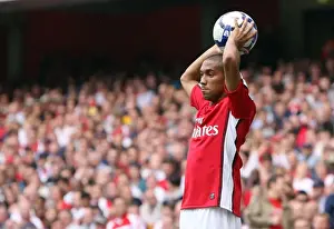 Arsenal V Wigan Athletic 2009-10 Prints: Arsenal's Gael Clichy Celebrates during Arsenal 4:0 Wigan Athletic