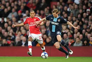 Arsenal V West Ham United 2009-10 Prints: Arsenal's Gael Clichy Shuts Down West Ham's Jonathan Spector: Arsenal 2-0