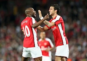 Arsenal v FC Twente 2008-09 Collection: Arsenal's Gallas and Fabregas Celebrate Double Strike against FC Twente in Champions League