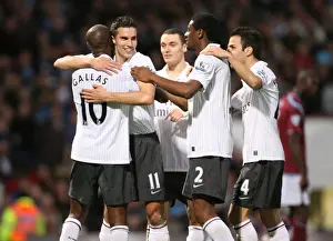 West Ham United V Arsenal 2009-10 Prints: Arsenal's Gallas and Teammates Celebrate Second Goal Against West Ham, 2009