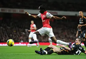 Arsenal V Wolverhampton Wanderers 2011-2012 Prints: Arsenal's Gervinho Outmaneuvers Wolves Forde in 2011-2012 Premier League Clash