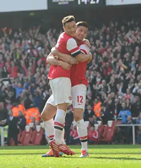 Arsenal V Everton - FA Cup 2014 Prints: Arsenal's Giroud and Ozil: Celebrating Goals in FA Cup Victory over Everton (2014)