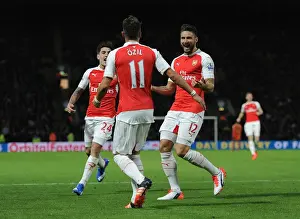 Watford V Arsenal 2015/16 Prints: Arsenal's Giroud and Ozil: A Goal Scoring Duo in Action against Watford (2015/16)