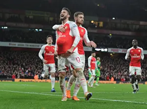 Arsenal Sunderland 2015-16 Prints: Arsenal's Giroud and Ramsey Celebrate Goals Against Sunderland (2015-16)