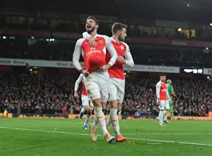 Arsenal Sunderland 2015-16 Prints: Arsenal's Giroud and Ramsey Celebrate Goals Against Sunderland (2015-16)