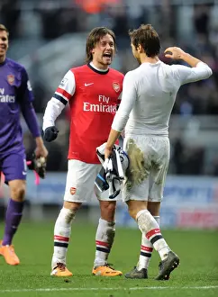 Newcastle United V Arsenal 2013-14 Prints: Arsenal's Glorious Moment: Rosicky and Flamini's Victory Dance (2013-14 Newcastle United)